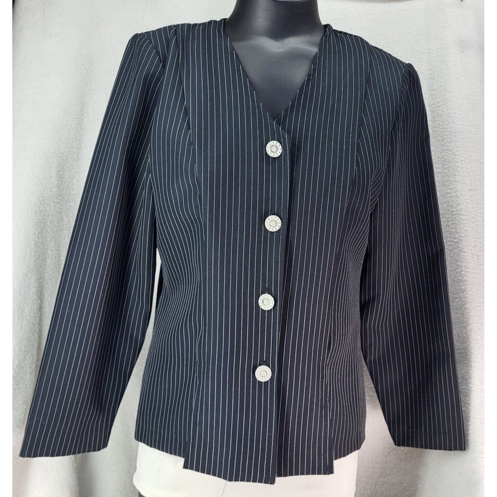 Vintage Elisabeth Lightweight Pinstripe Blazer Jacket Women's Size 12 Mob Wife‎